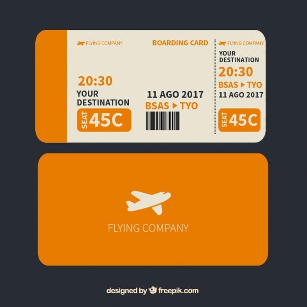 626x626 Orange And White Boarding Pass Vector Free Download