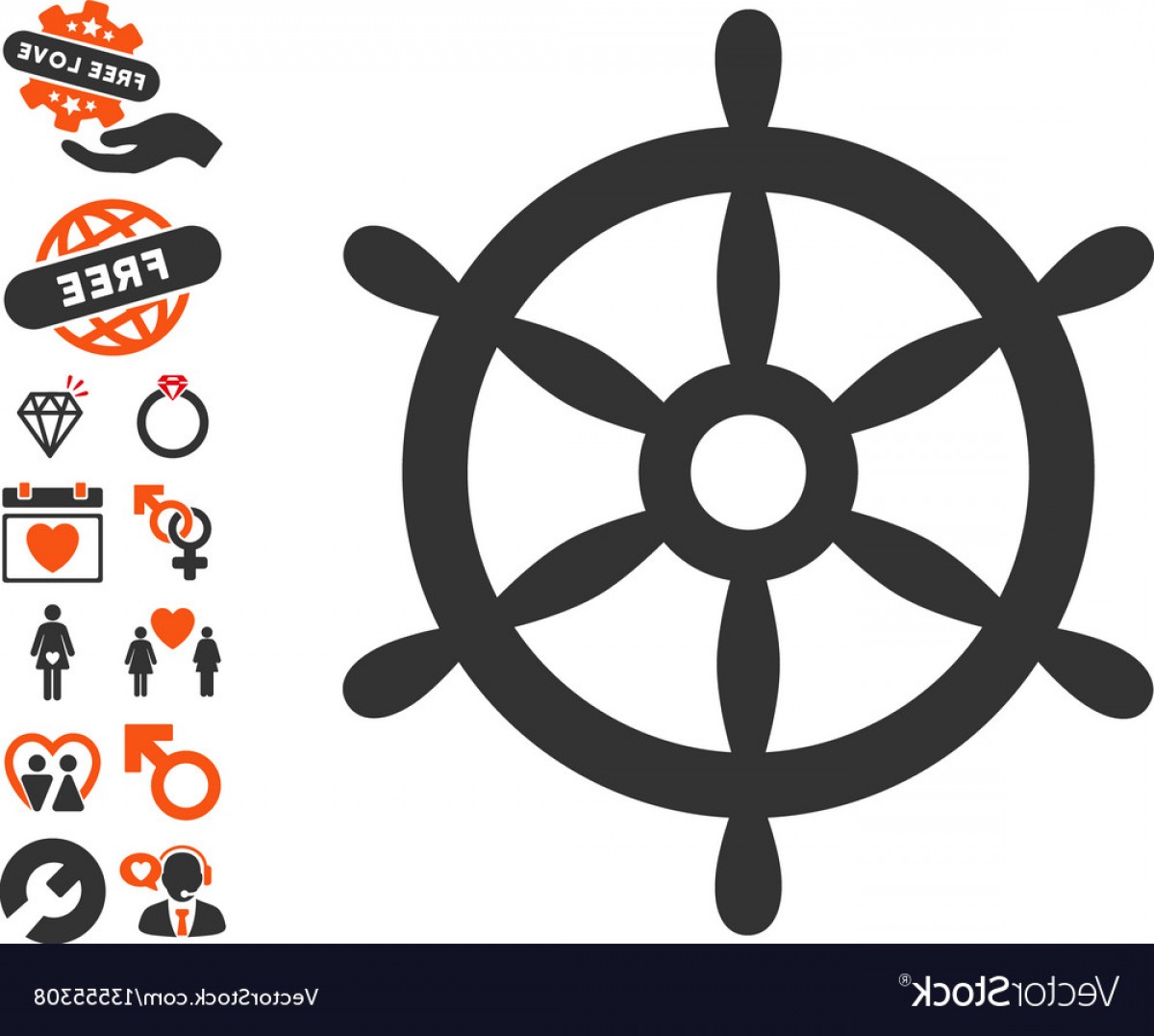 1200x1077 Boat Steering Wheel Icon With Love Bonus Vector Studiogrfx