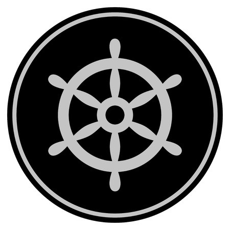 450x450 Boat Steering Wheel Vector Style In A Flat Coin Symbol Using Black
