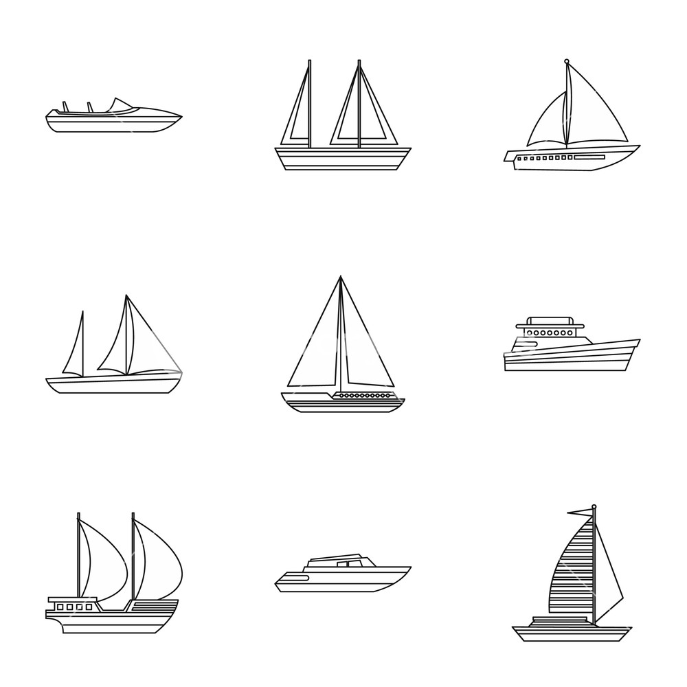 Boat Icons Set Outline Illustration Of Boat Vector Icons 1000x1000 Boat Icons Set Outline Illustration Of Boat Vector Icons