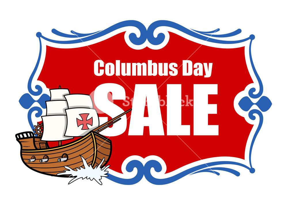 1000x714 Columbus Day Sale Banner With Sailing Boat Vector Royalty Free