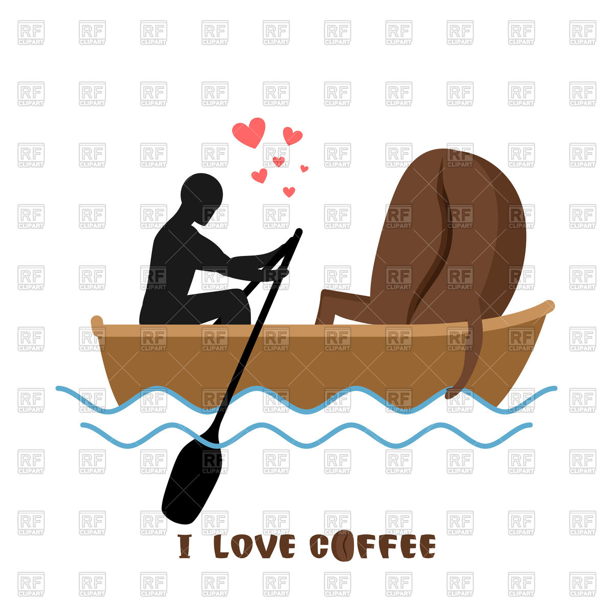 1200x1200 Man And Coffee Bean Ride In Boat Vector Image Of Conceptual