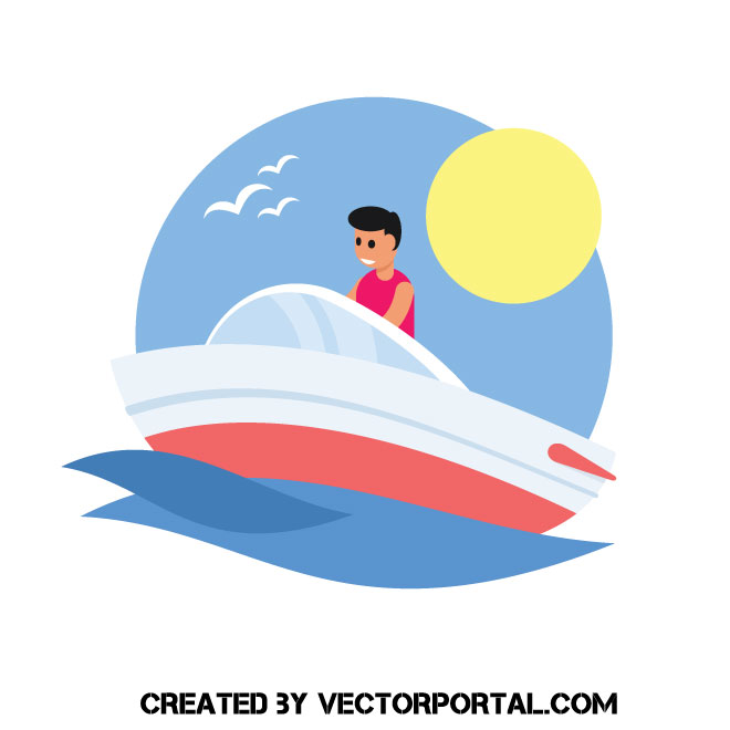 660x660 Man Drive A Boat Vector Image
