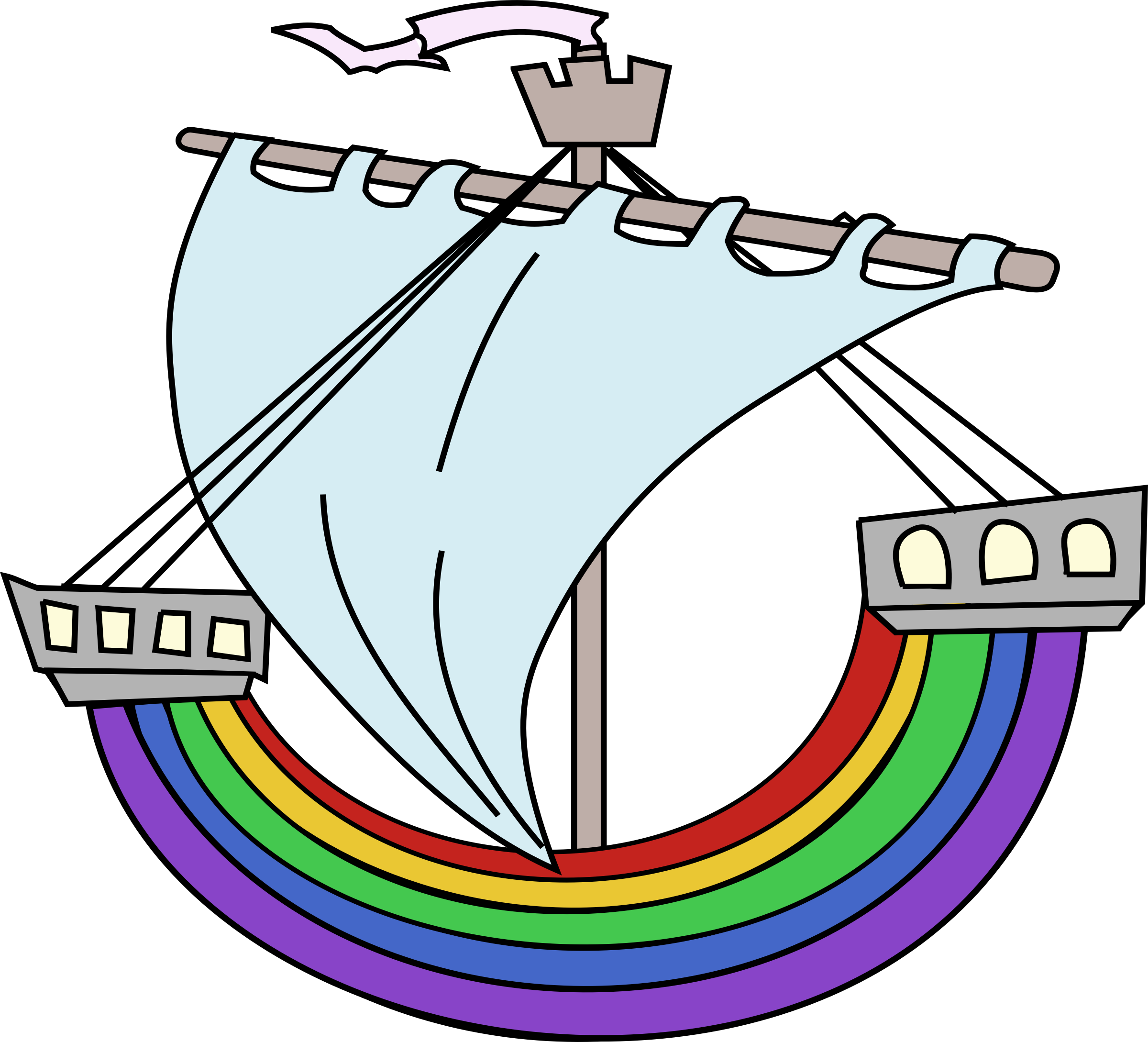 2400x2178 Rainbow Boat Vector Clipart Image