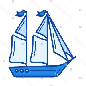 300x300 Royalty Free Vector Of A Black And White Fishing Boat Logo