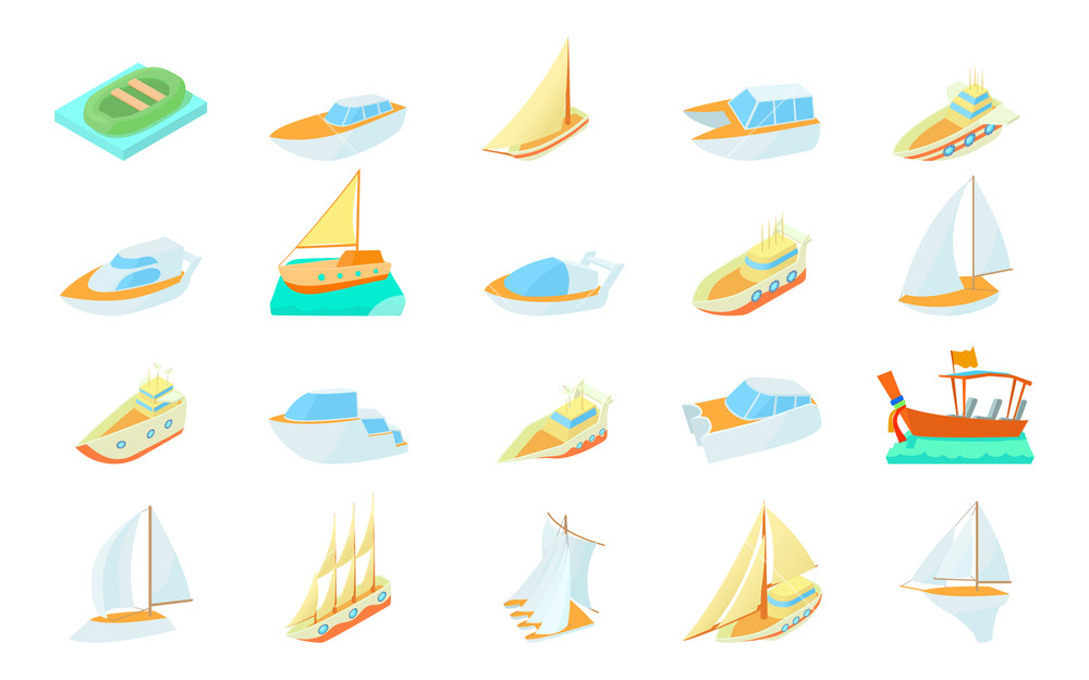 1000x625 Boat Icon Set Cartoon Set Of Boat Vector Icons For Web Design