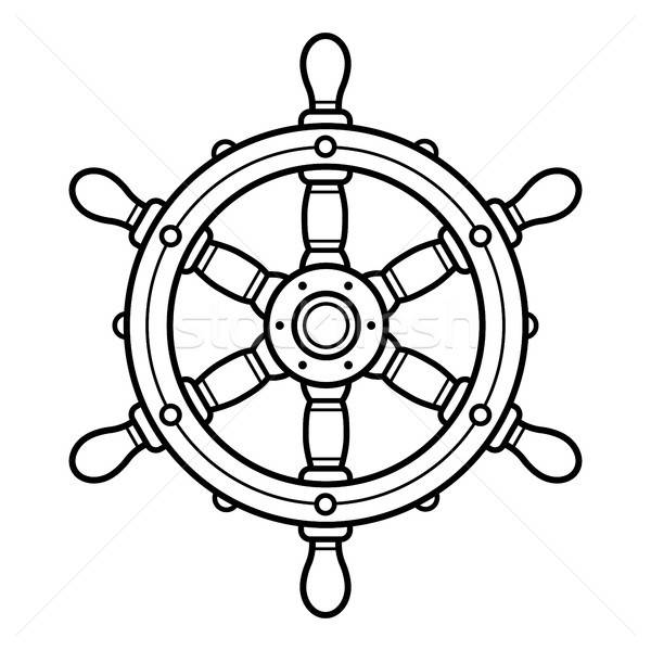 600x600 Retro Boat Steering Wheel Or Rudder Illustration Vector
