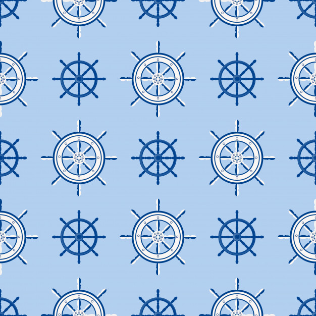 626x626 Ship Helm Seamless Pattern Marine Boat Wheel Vector Yacht Boat