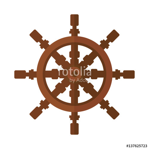 500x500 Yacht Wheel Vector Illustration Icon Rudder Isolated On White