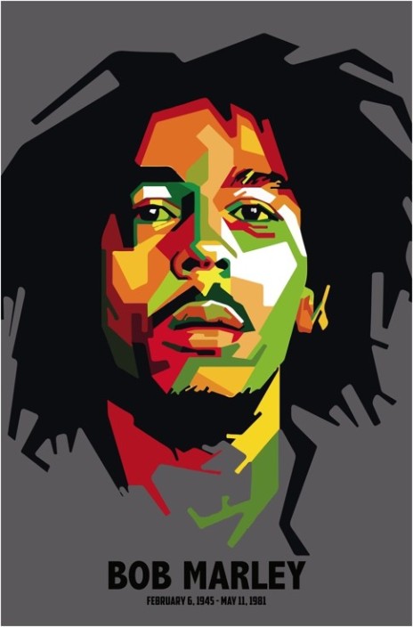 464x704 Bob Marley Graphic Vector Art Poster Paper Print