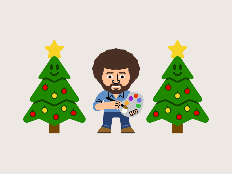 800x600 Bob Ross Happy Holidays Trees