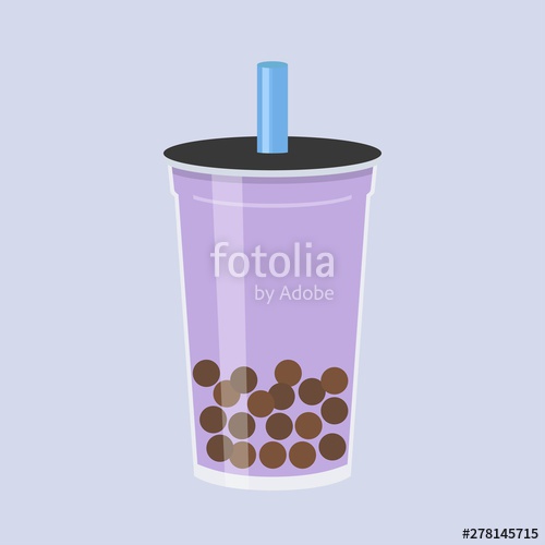 500x500 Taro Bubble Tea, Pearl Milk Tea Vector Illustration Stock Image