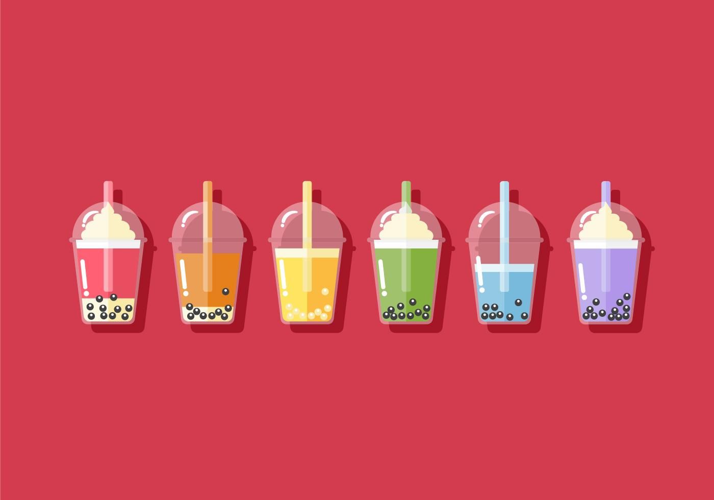 1400x980 Vector Bubble Tea Food Drink In Tea Illustration