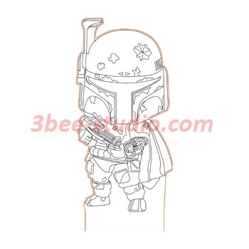 350x350 Boba Fett Star Wars Illusion Lamp Plan Vector Op For Cnc