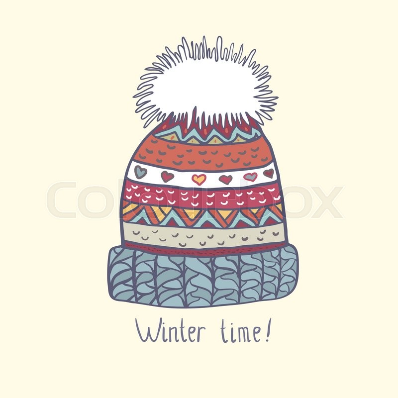 Knitted Winter Hat Hand Drawing Stock Vector Colourbox 800x800 Knitted Winter Hat Hand Drawing Stock Vector Colourbox