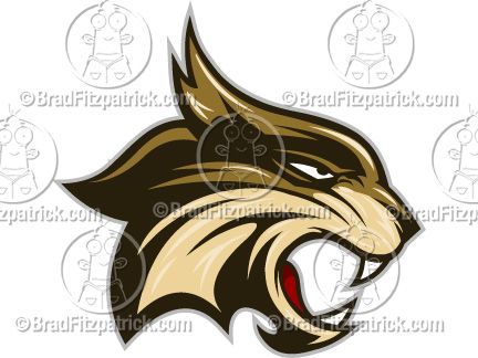 432x324 Cartoon Bobcat Mascot Clipart Graphics Retro Graviury