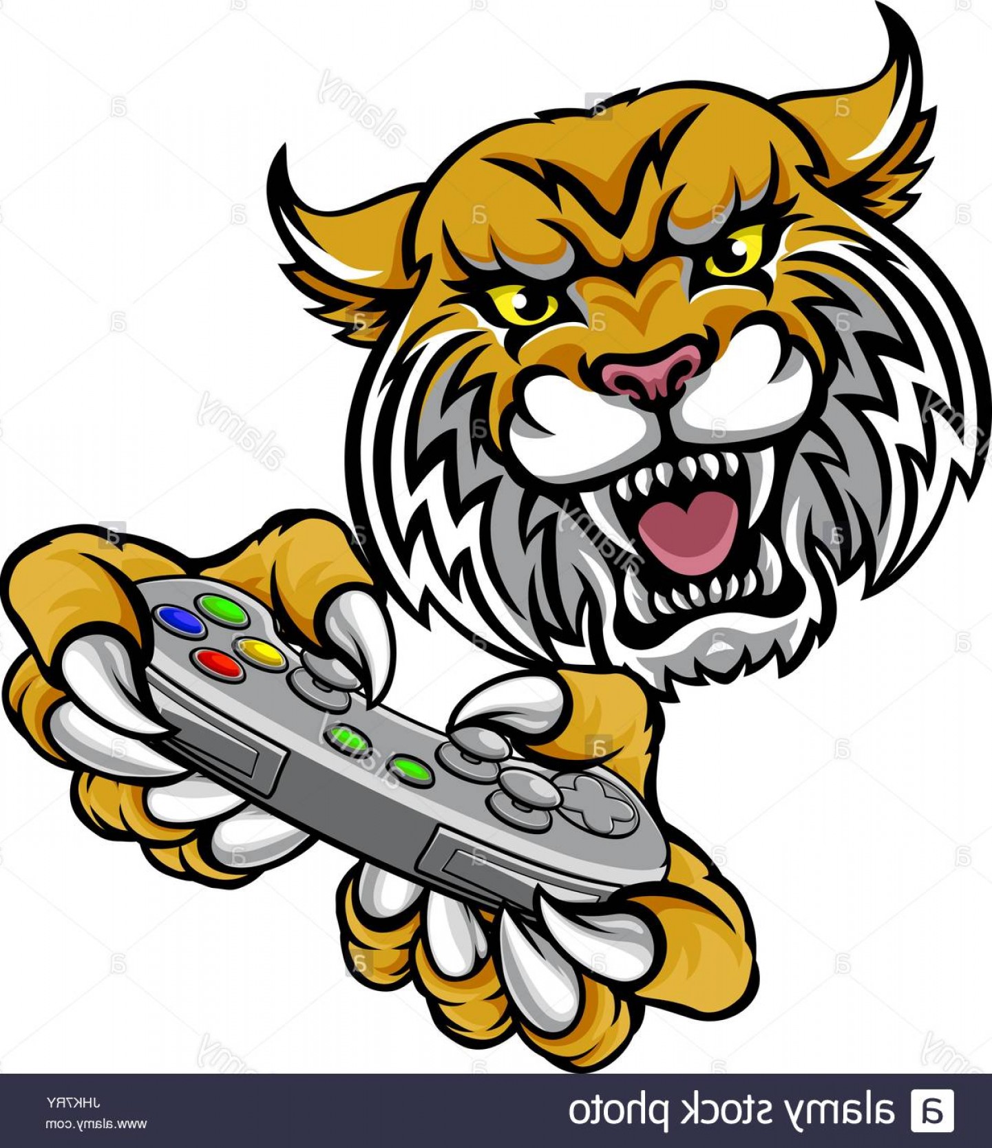 1441x1668 Stock Photo Wildcat Bobcat Player Gamer Mascot Soidergi