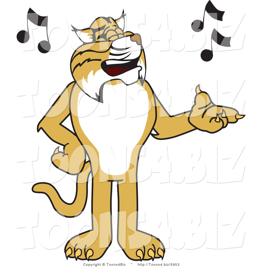 Vector Illustration Of A Cartoon Bobcat Mascot Singing 1024x1044 Vector Illustration Of A Cartoon Bobcat Mascot Singing