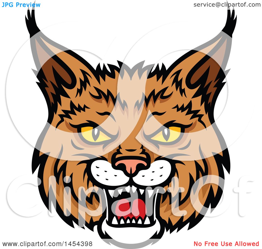 1080x1024 Clipart Graphic Of A Tough Bobcat Lynx Mascot Face