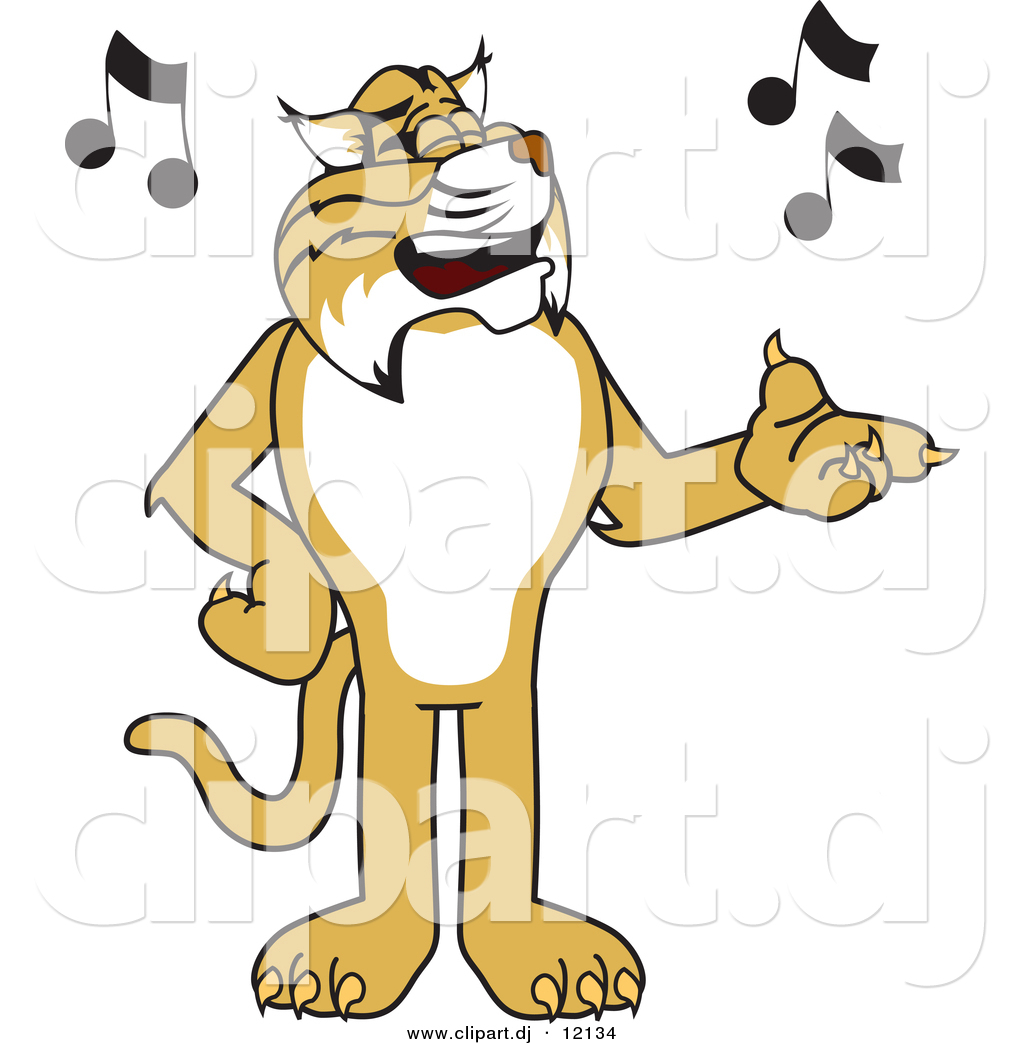 1024x1044 Vector Of A Cartoon Bobcat Singing
