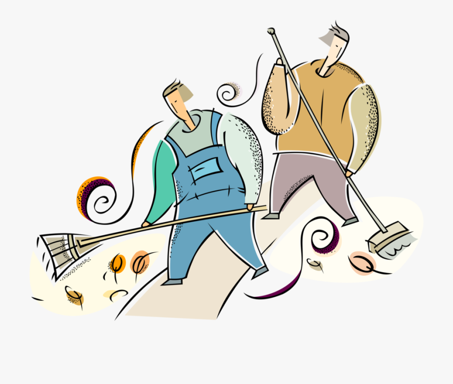 920x780 Vector Illustration Of Lawn Care Workers Rake Leaves