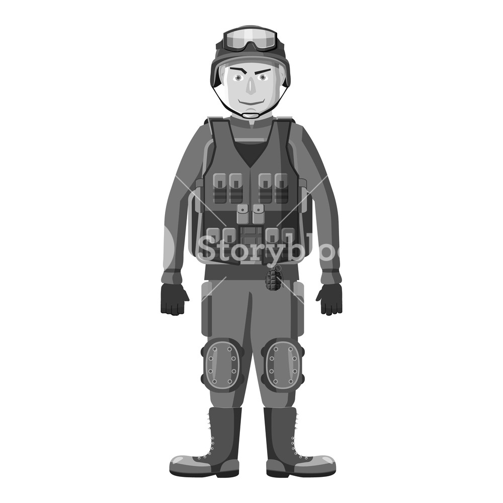 Soldier In Body Armor Icon Gray Monochrome Illustration 1000x1000 Soldier In Body Armor Icon Gray Monochrome Illustration