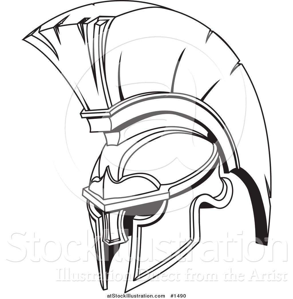 Vector Illustration Of A Black And White Spartan Or Trojan Helmet 1024x1044 Vector Illustration Of A Black And White Spartan Or Trojan Helmet