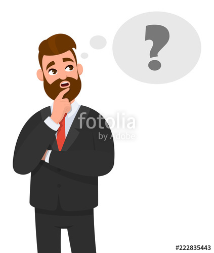 423x500 Thoughtful Young Business Man Thinking Question Mark Icon