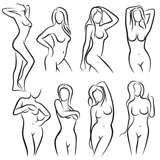 626x626 Young Female Body Outline Silhouettes Beauty Logos Vector
