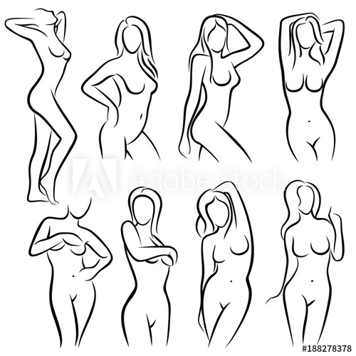 500x500 Young Female Body Outline Silhouettes Vector Beauty Logos
