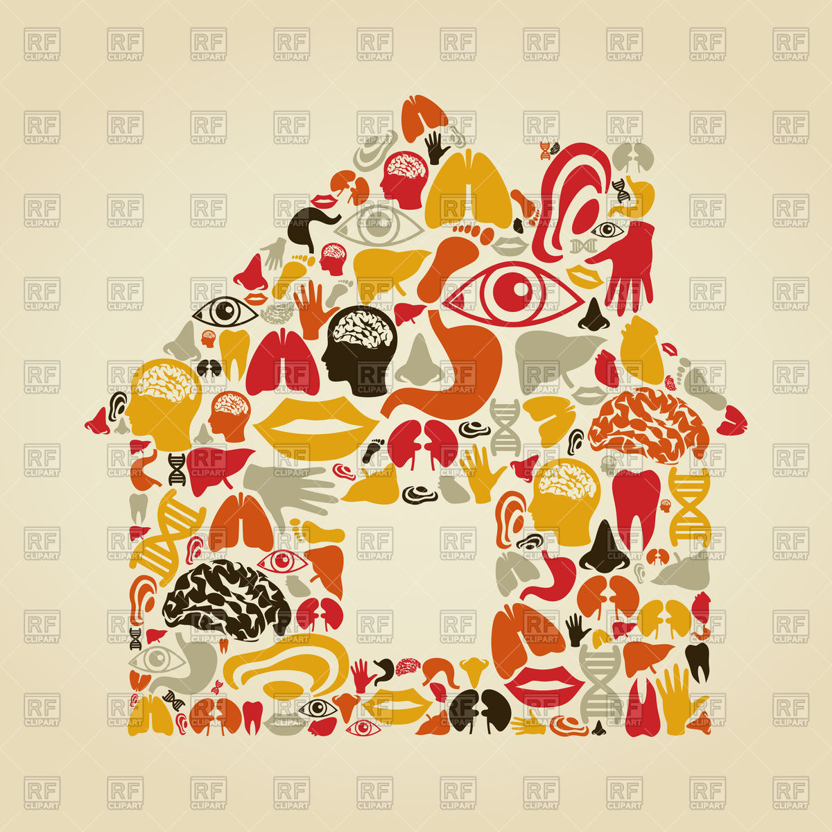 1200x1200 House Icon Made Of Body Parts Vector Image Of Signs, Symbols, Maps
