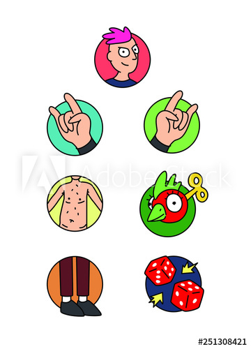 360x500 Icons Of Human Body Parts Vector Head, Arm, Leg, Torso, Dice