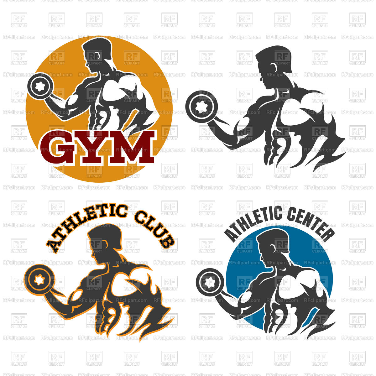 1200x1200 Gym Or Fitness Emblems With Bodybuilder Vector Image Of Sport