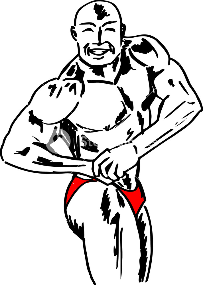 712x1000 Sketch Of Bodybuilder Vector Illustration Royalty Free Stock
