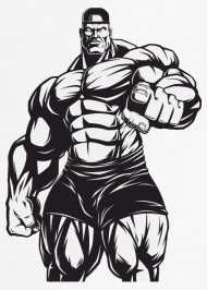 190x266 Strongman Bodybuilder Muscles Shape Vector Art Fun Unisex Vintage