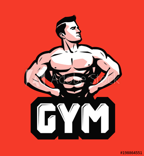 462x500 Gym, Bodybuilding Logo Or Label Strong Man With Big Muscles