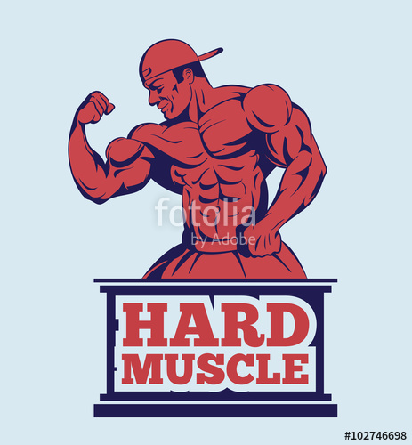 463x500 Bodybuilder Fitness Model Posing Logo Muscle Man Emblem Stock