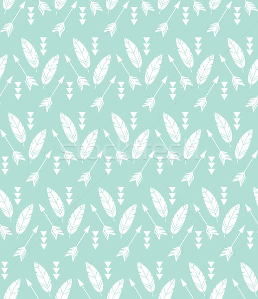 518x600 Bohemian Feathers And Arrows, Seamless Pattern Vector Illustration
