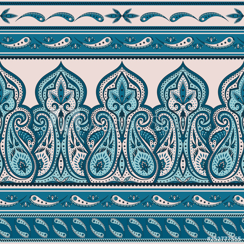 500x500 Indian Paisley Pattern Vector Seamless Border Bohemian Floral
