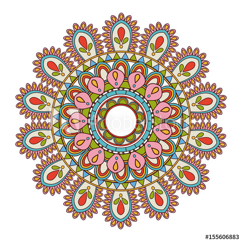500x500 Floral Mandala Color Decoration Bohemian Vintage Pattern Vector
