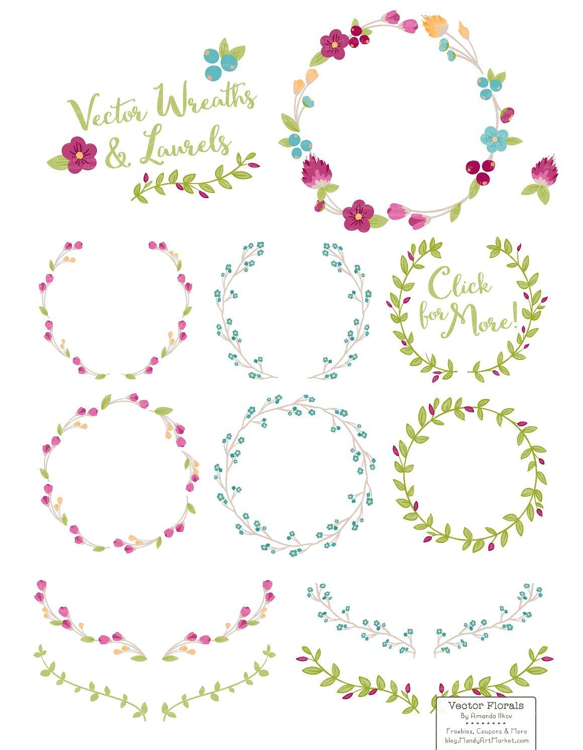1160x1492 Bohemian Vector Flower Wreaths