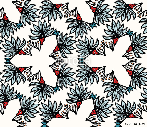 500x433 Boho Flower Bloom Vector All Over Print Seamless Repeating