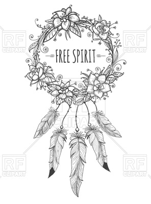 296x400 Boho Indian Decorative Wreath With Flowers Vector Image Of Objects