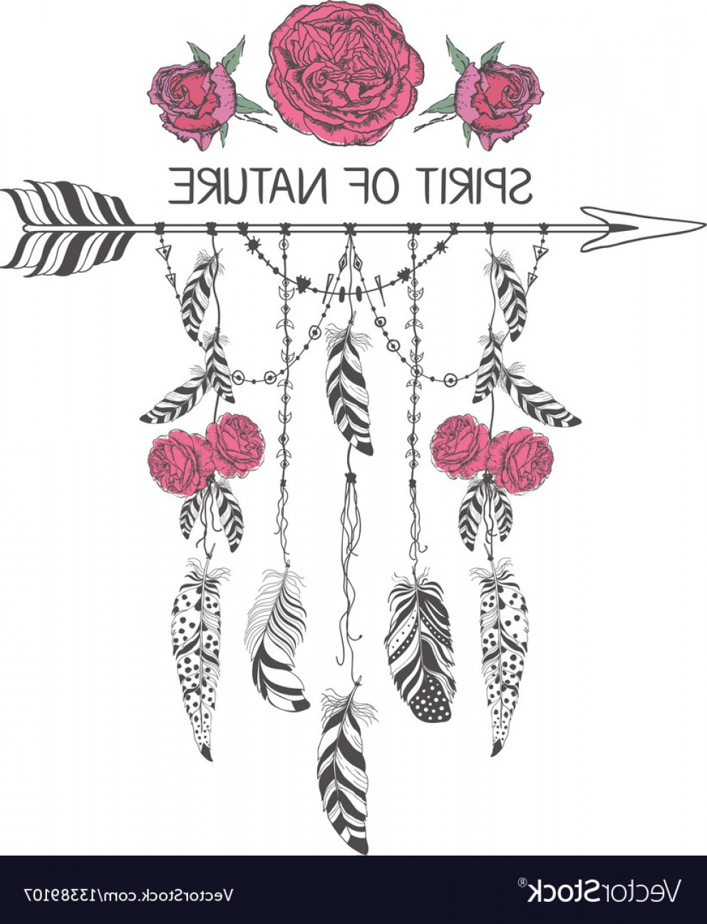 992x1296 Hand Drawn Boho Style Design With Rose Flower Vector Soidergi