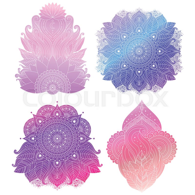 800x800 Set Of Boho Floral Design Elements, Stock Vector Colourbox