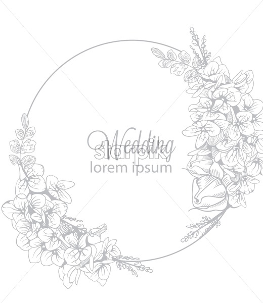 520x600 Vintage Boho Flowers Wreath Decor Vector Line Art Glossy