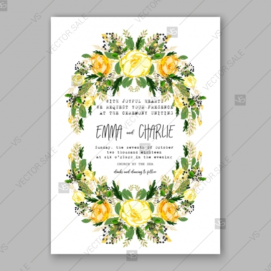 540x540 Wedding Invitation Card Template Yellow Rose