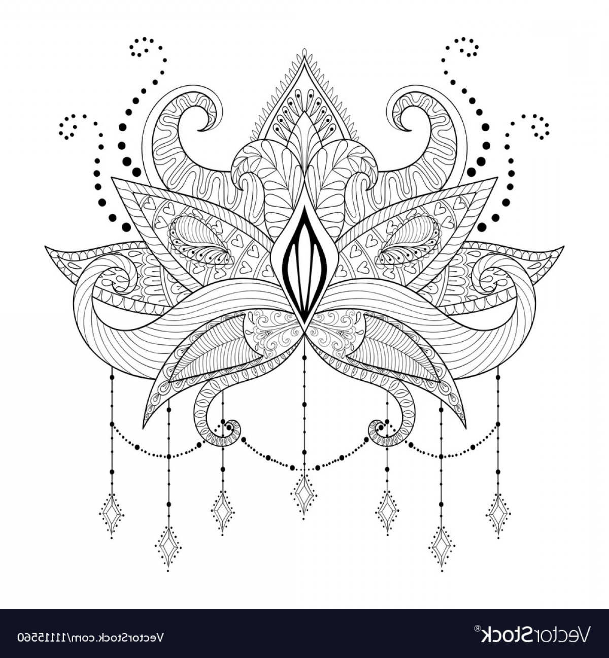 1200x1296 Boho Lotus Flowers Vector Studiogrfx