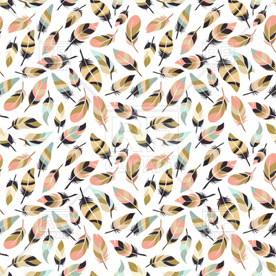 400x400 Boho Style Feather Seamless Pattern Vector Image Of Backgrounds