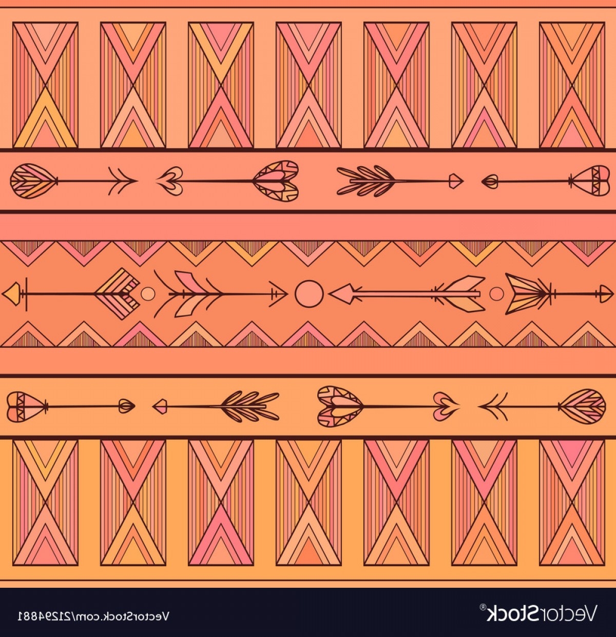 1200x1242 Geometric Seamless Boho Pattern With Arrows Vector Handandbeak